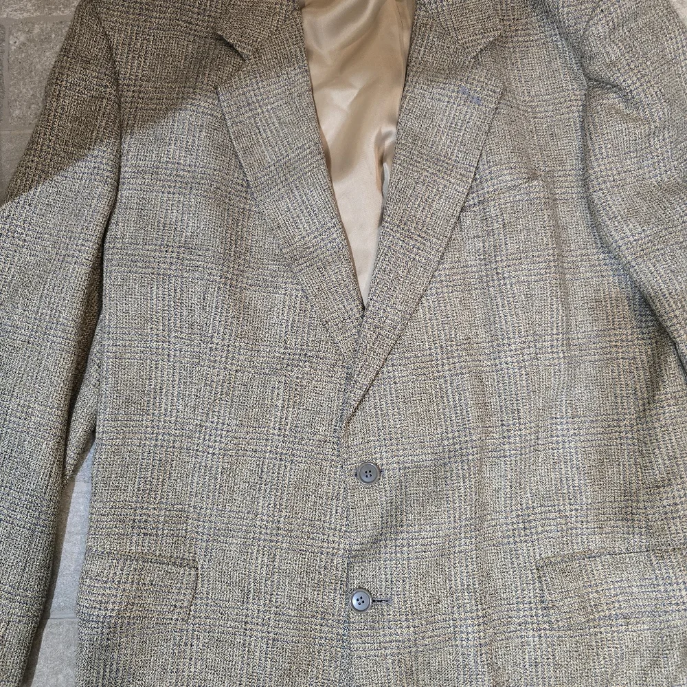 Silk And Wool 46LN Classic Blazer in Brown Tweed Made In Italy Biella Tan